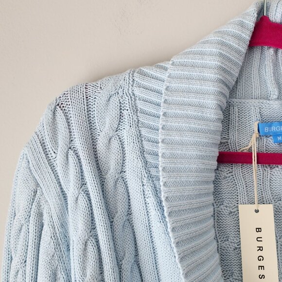 Burgess Cardigan Sweater | Women's Med | The Kiki, Frost Blue, Cable Knit NEW - Picture 2 of 11